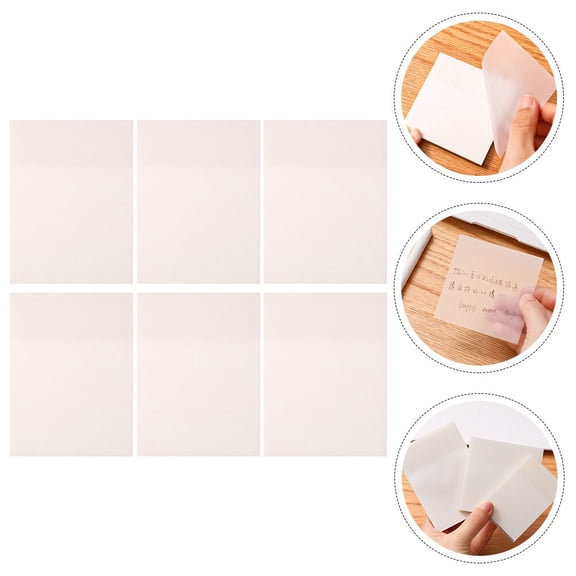 WHAMVOX  6 Pcs Waterproof Note Stickers Office Notepad Student White
