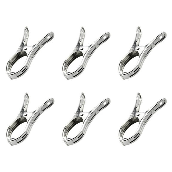 WHAMVOX 6 Pcs Windproof Clips Clothes Heavy Duty Dryer Pegs for Washing Line Silver