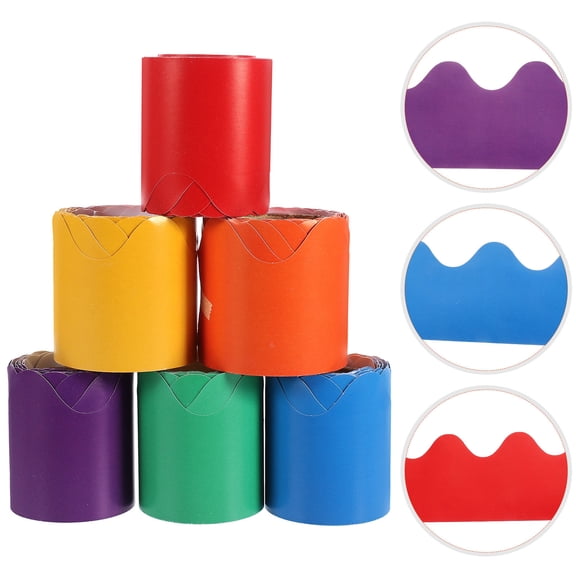 WHAMVOX  6 Rolls School Girl Style Border Classroom Stickers Bulletin Boards