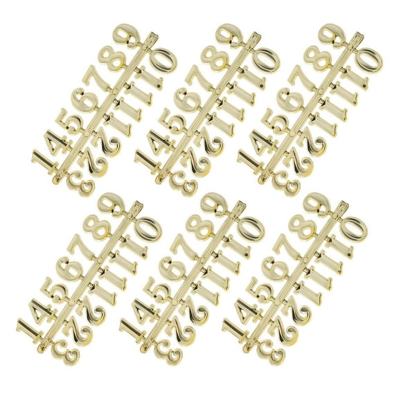 WHAMVOX 6 Sets Clock Numerals Kit Making Parts Number Replacement Numbers Work Golden