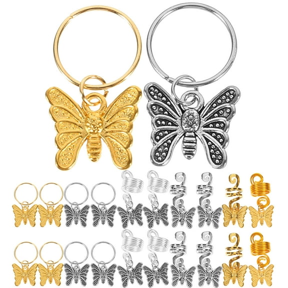 WHAMVOX 60 Pcs Hair Jewels for Braids Butterfly Accessories Women Style Elastics Beads Miss