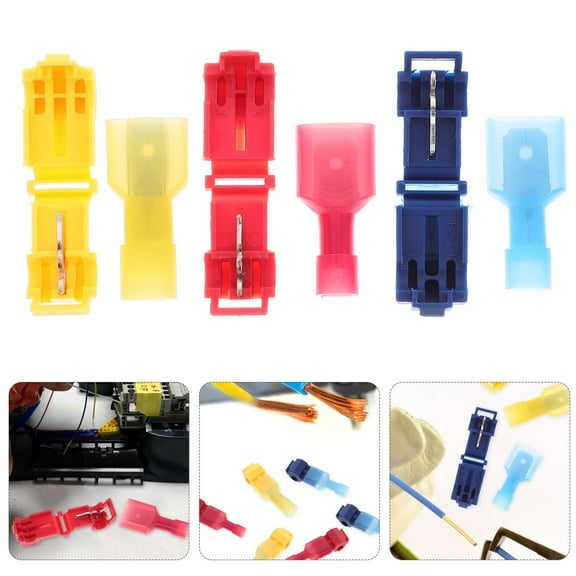 WHAMVOX 60 Pcs T-Tap Quick Splice Connector Kit T-Tap Wire Connectors Self-Stripping Insulated Male Quick Disconnect Terminals Quick Splice Electrical Connector Kit
