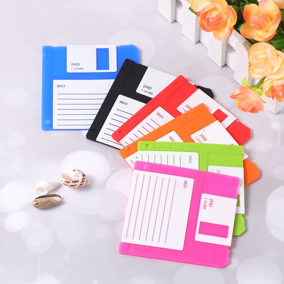 KHBUAB 6Pcs Silicone Floppy Disk Coasters Writable Heat Insulation Cup Tray for Kitchen and Dining