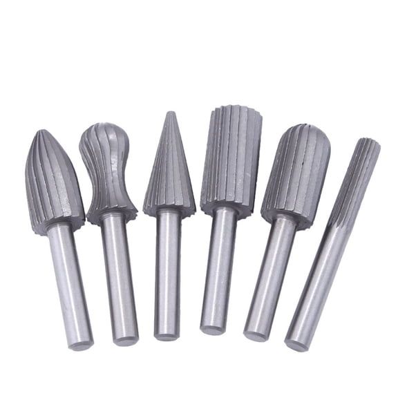 KHBUAB Rotary Burrs Set High Carbon Steel 6PCS Grey Rotary File for Woodworkers