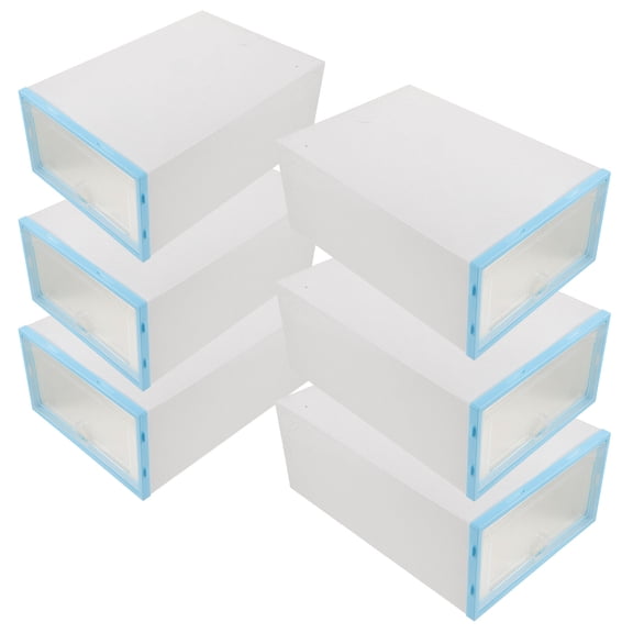 HOOWIFFY Shoes Organiser Transparent Shoes Box Sky-Blue 6PCS