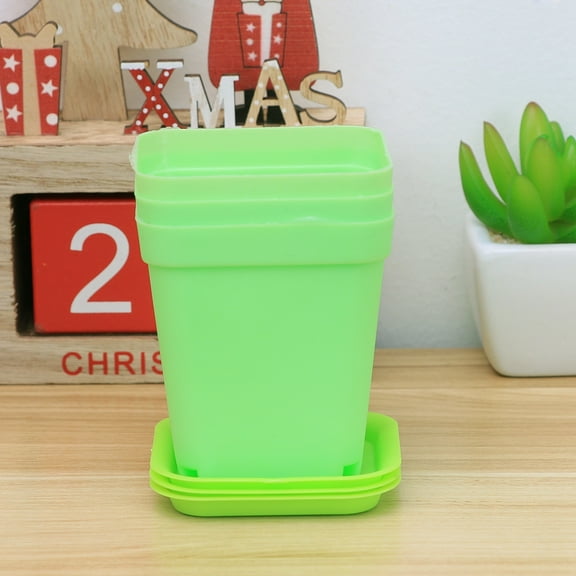 WHAMVOX 6Pcs 2.8x2.8x3.1in Breathable and Drainage Square Planter Box for Succulent Plants in Light Green