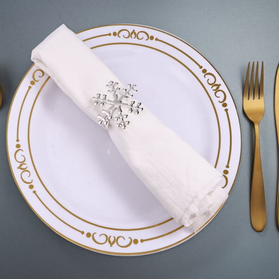 WHAMVOX 6Pcs Chic Snowflake Design Metal Napkin Rings for Holiday Dining Decoration