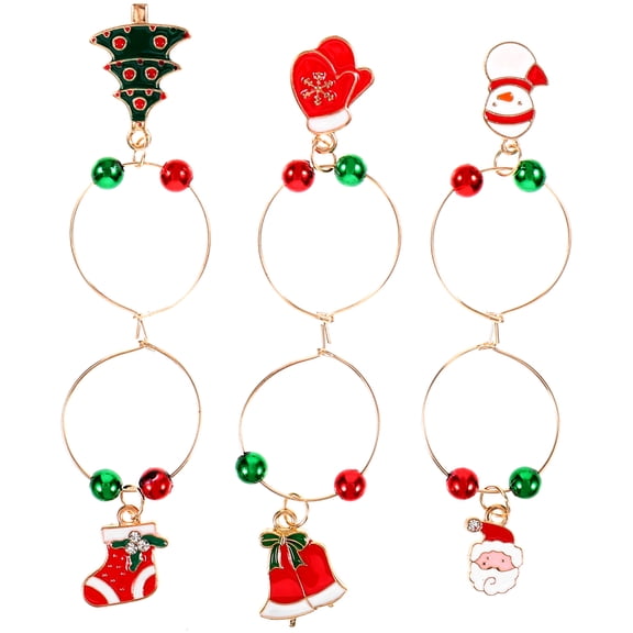 WHAMVOX 6Pcs Glass Rings Bell Shape Alloy Elegant Party Favors For Guests And Hosts