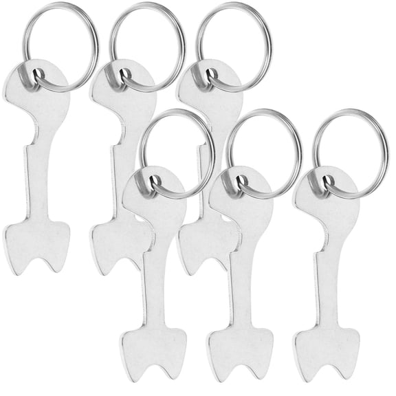 WHAMVOX 6Pcs Grocery Cart Token Keyrings Silver Stainless Steel For Backpack Hanging Decor 2.36X0.79X0.08in