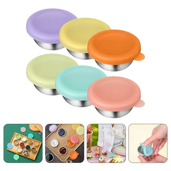 WHAMVOX 6Pcs Salad Dressing Container Small Condiment Containers Cups Sauce Cups with Silicone Lid