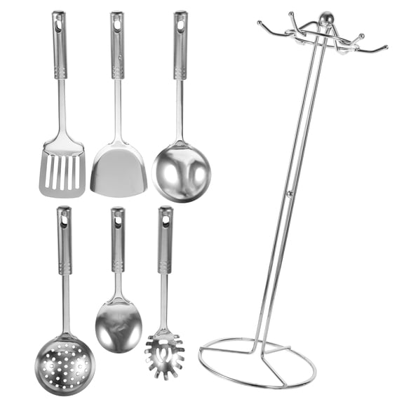 WHAMVOX Stainless Steel Cooking Utensils, Plated Silver, Sturdy Handles, Easy to Hang, 6Pcs