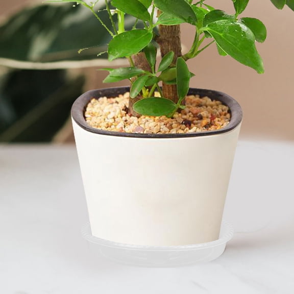WHAMVOX 6Pcs Transparent Plant Saucers for Homeowners Fits Pots 8.6 Inches