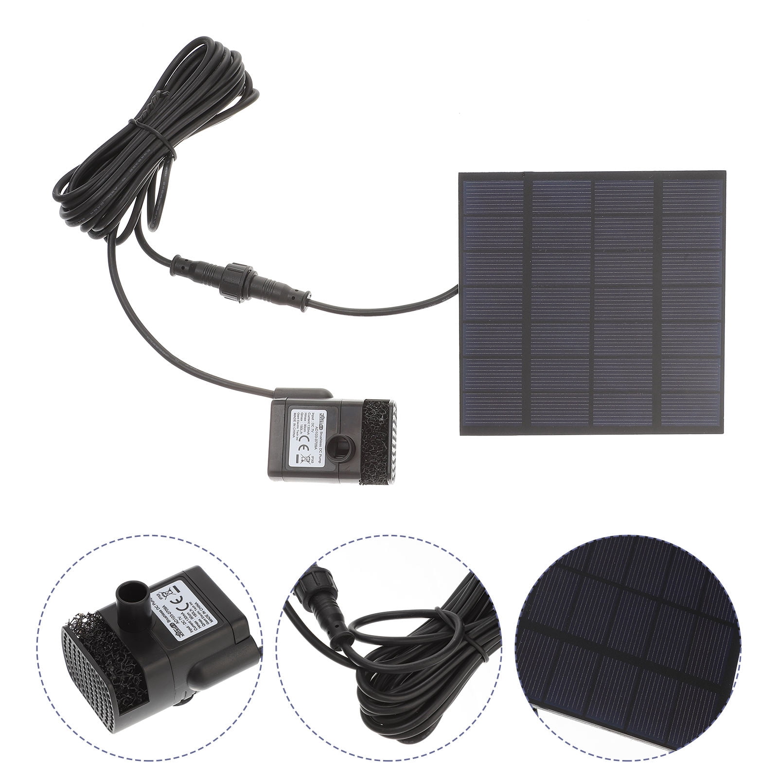 WHAMVOX 6V 0.8W 150L/H Solar Power Water Pump Fountain Submersible Pump for Pool Garden Plants (Black)