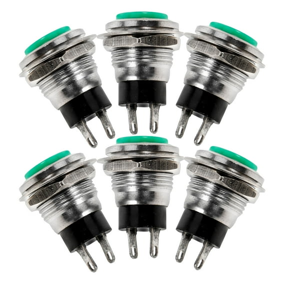 WHAMVOX 6pcs Car Horn Button Switch Self Resetting Button Switch 2 Pin Push Button Switch (Without Line)