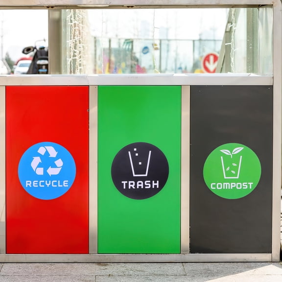 WHAMVOX 6pcs Decorative Trash Can Labels Recycling Trash Can Stickers Labels for Waste Sorting Classification Stickers for Trash Bin