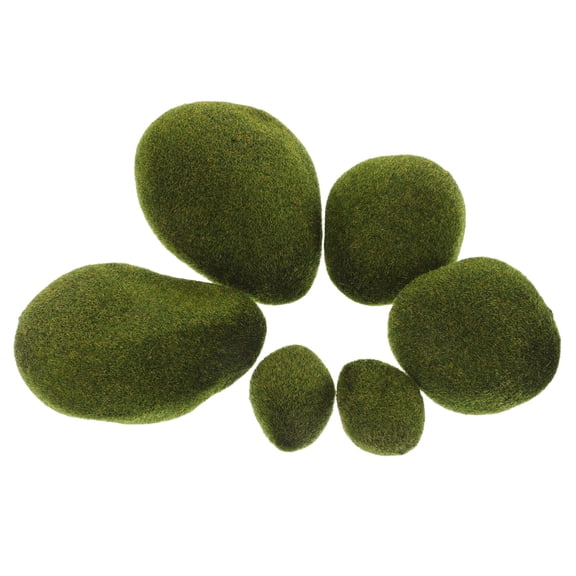 WHAMVOX 6pcs Green Artificial Moss Rock Faux Moss Stones Fake Moss Decor For Floral Arrangements Garden Decoration Crafting Supplies