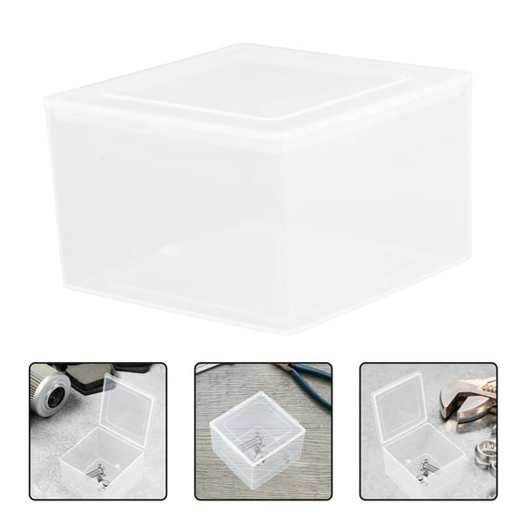 WHAMVOX 6pcs Mini Plastic Storage Containers Box With Lid Clear Square Box For Collecting Small Items Beads Game Pieces Business Cards Crafts Accessories