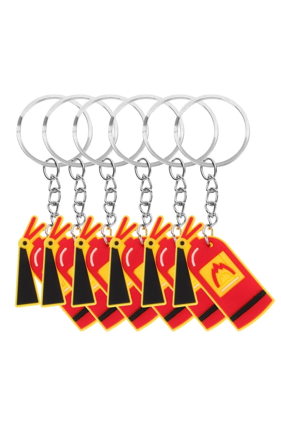 6Pcs Red Firefighter Keyring Pendant Hanging Keychain for Bag Or Key Decoration