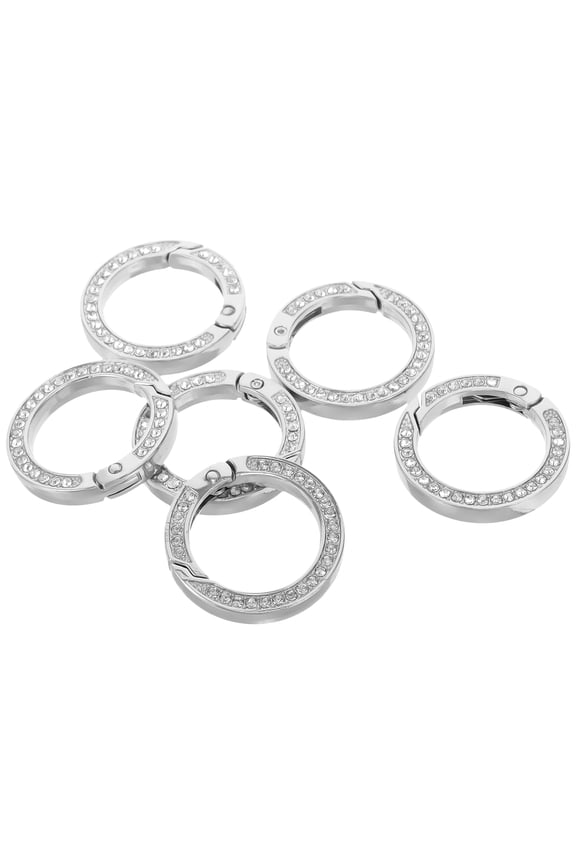 Metal Keychain Rings Round Handicraft 6Pcs 1.4X1.4X0.2In