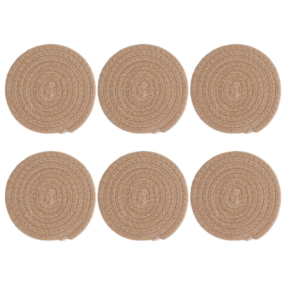 WHAMVOX 6pcs Woven Trivets Cotton Drink Coasters Round Cup Pads Boho Coasters Fabric Coasters Absorbent Coffee Coasters For Home Decor