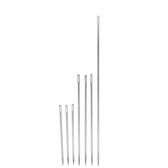 WHAMVOX 7 Pcs Big Eye Hand Sewing Steel Needle 25.00X0.30X0.30CM Silver
