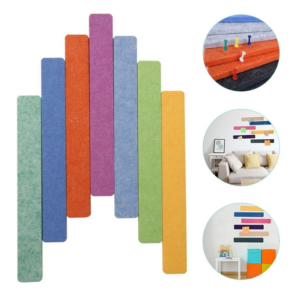WHAMVOX 7 Pcs Bulletin Board Felt Strips Classroom Accessories Decor Black Border Memo Office Colorful