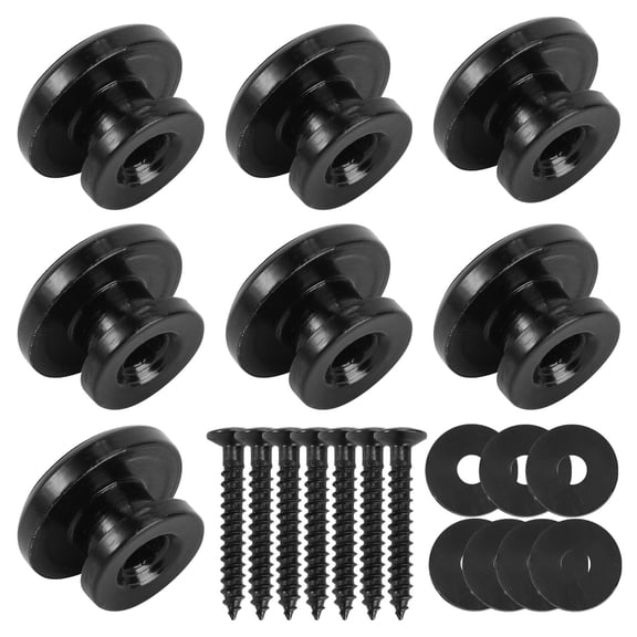 WHAMVOX 7 Pcs Guitar Strap Button Guitar Strap Buckle Guitar Hardware 2.4X1.34CM Black
