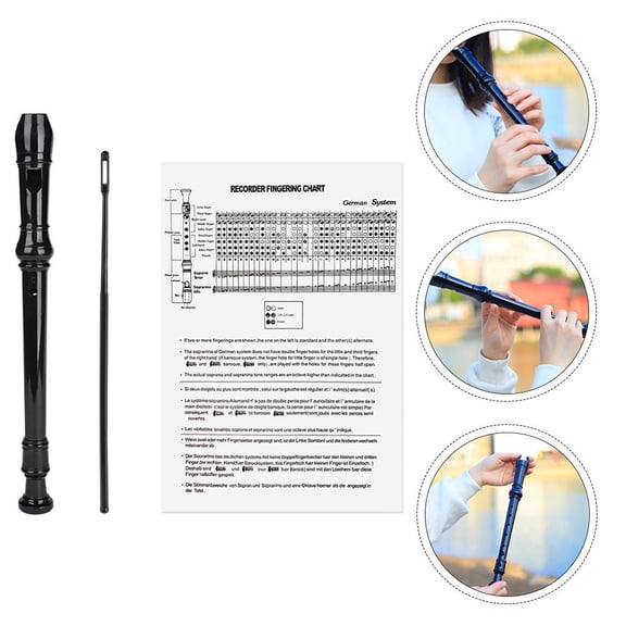 WHAMVOX 8-Hole Black Recorder Flute for Kids and Students - Beginner Musical Instrument for Children