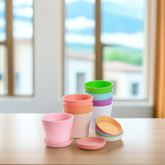 WHAMVOX  8 PCS Flowerpot Plastic Planting Pots Planter for Indoor Plants