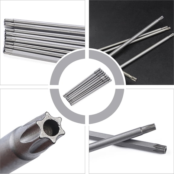 KHBUAB 8Pcs Tamper Proof Screwdriver Bit Set Steel S2 Plated Silver for Repair and Maintenance