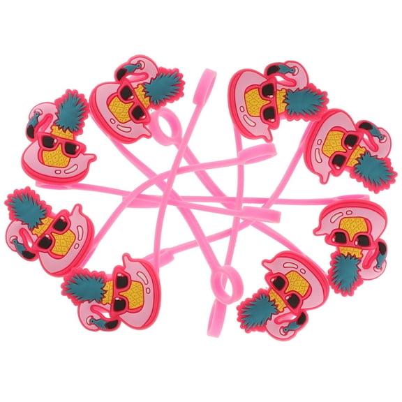 SEWCHICS Pink Tumbler Straw Toppers For Baby Showers 8Pcs