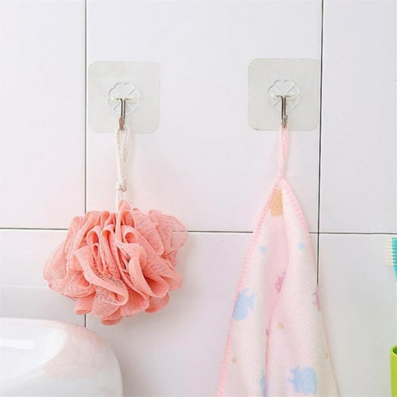 WHAMVOX 8 Pcs Clear Reusable Wall Hooks Waterproof Self Adhesive Hooks for Home Bathroom Kitchen (Assorted Style)