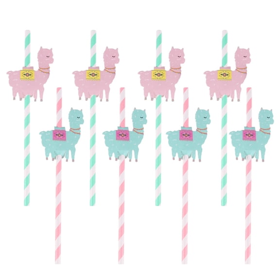 SKISUNO Eco Friendly Alpaca Shape Paper Straws For Christmas Party Organizers 8Pcs 7.7*0.2in