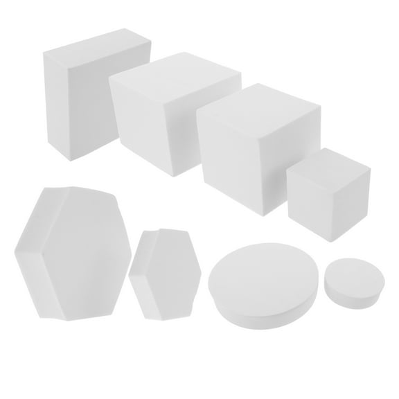 LITINKIMI 8Pcs White Solid Foam Geometric Cubes Photoshoot Props for Cosmetics Jewelry and Home Decoration