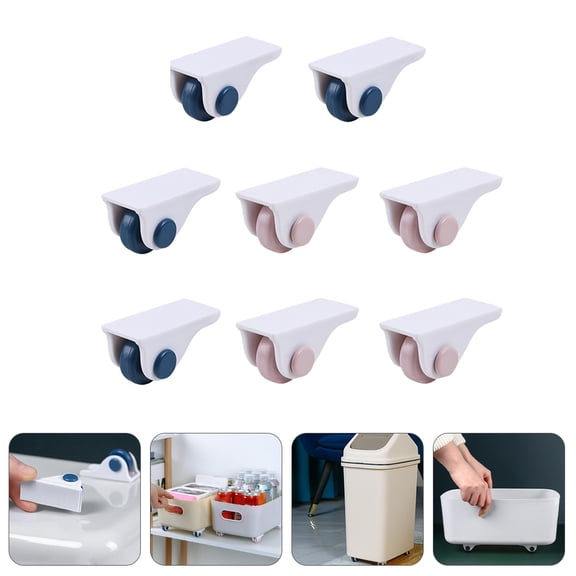 WHAMVOX 8 Pcs Furniture Casters Storage Box Pulley Self-adhesive Rollers