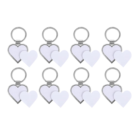 WHAMVOX  8 Pcs Heart Personalized Keychain Heat Transfer Chains