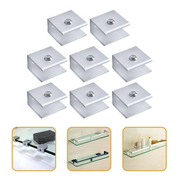 DECORNIJIA 8pcs Adjustable Glass Clamp Silver Space Aluminum for Frameless Glass Clamp Hardware