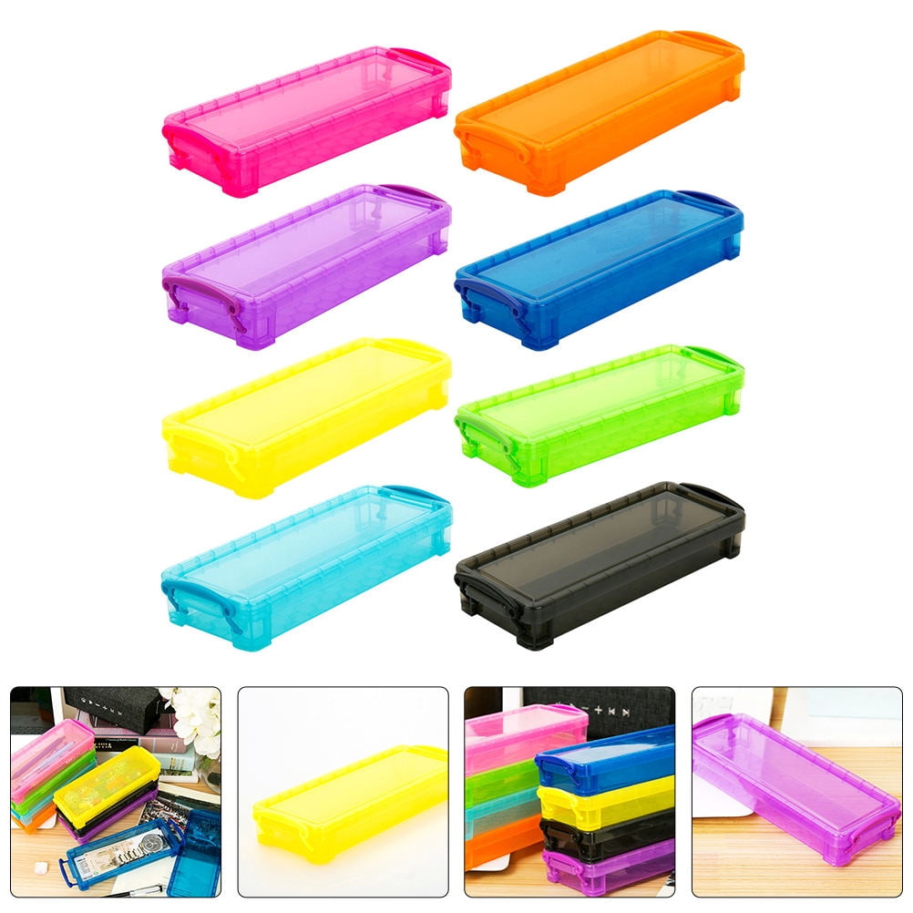 WHAMVOX  8 Pcs Portable Pen Container Color Colorful Stationery Box Travel
