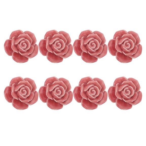 HOOWIFFY Floral Cabinet Knobs Pink Ceramic 8Pcs For Furniture Decoration