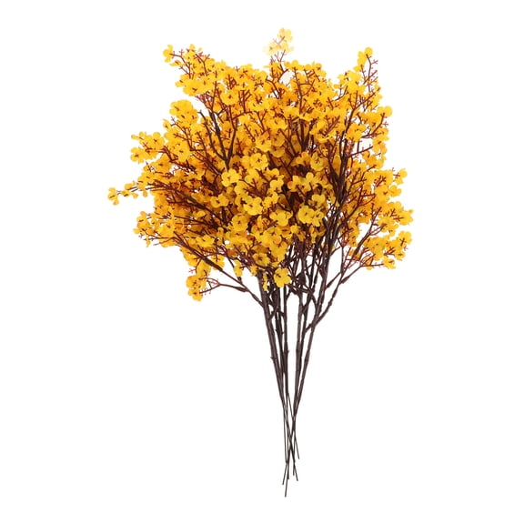 SEWCHICS Gypsophila Artificial Flowers Bouquet Yellow 8Pcs 19In X 8In X 5In
