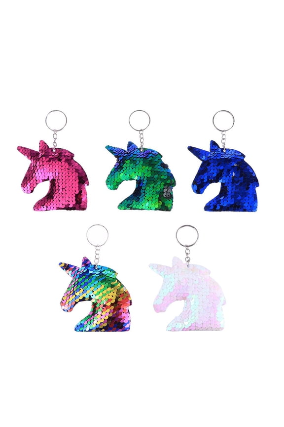 8 Pcs Unicorn Keychain Party Favor Decoration Sequin Keyring