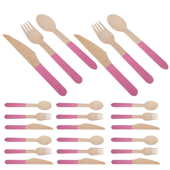 WHAMVOX 8 Sets Pink Wooden Cooking Utensils Set for Family Travel