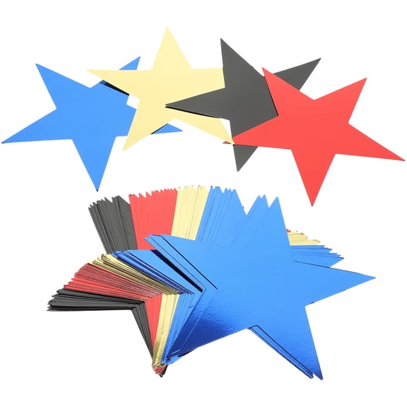 PENIKOKO Large Paper Star Decorations 80pcs Shaped Cutouts for Bulletin Board Classroom Party Decor