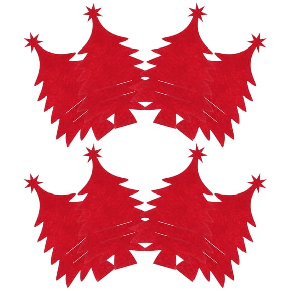 WHAMVOX 8Pcs Cutlery Holders Red Felt Christmas Tree Shape for Children Fork and Spoon Storage Xmas Design