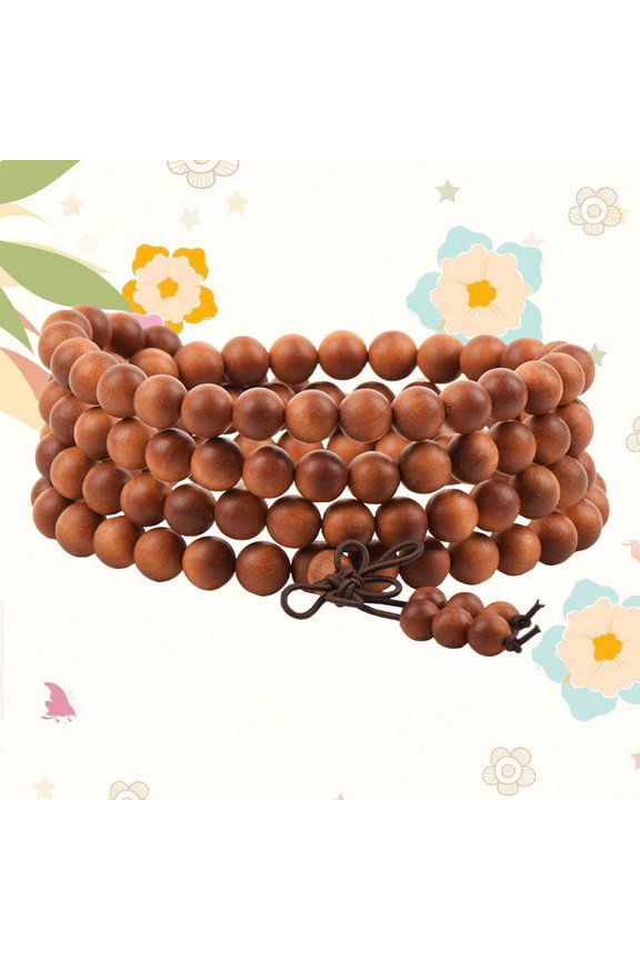 8mm Simple Fashion Bracelet Handmade Sandalwood Bead Creative Hand Strap for Women Girls (108 Beads)