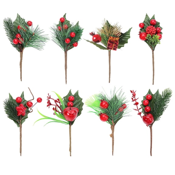 WHAMVOX 8pcs Christmas Simulation Berry Bouquet Artificial Berry Branches (Random Style)
