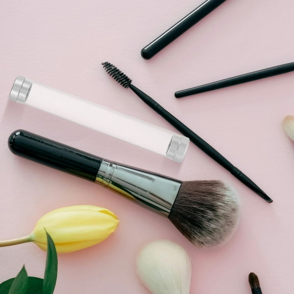 WHAMVOX 8pcs Clear Plastic Tweezer Tube Portable Makeup Tool Organizer Round Cylindrical Box for Home and Travel Use