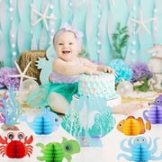 FESTFENDS Birthday Decoration Ocean Theme Honeycomb Balls Durable Paper Craft 8Pcs