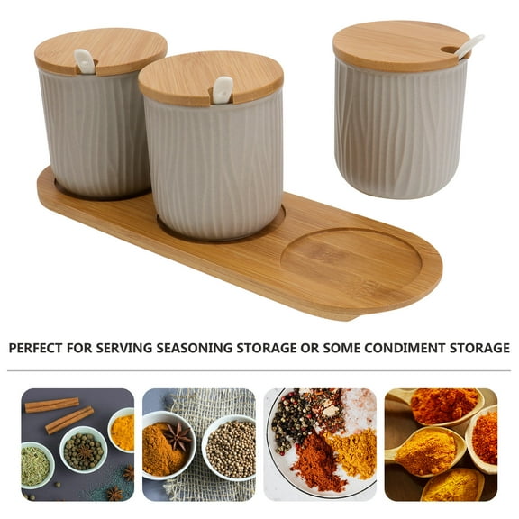 WHAMVOX 9.5x28.5cm Creative Nordic Style Ceramic Spice Jar Set Seasoning Box Salt Shaker Kitchen Kit Grey