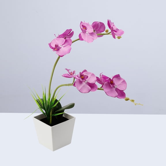 WHAMVOX 9 LED Orchid Lights Battery Operated Artificial Potted Flower Light Home Decoration (Purple)